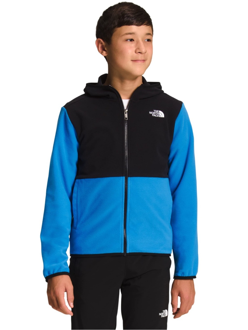The North Face Kids Blue and Black Full-Zip Fleece Hoodie